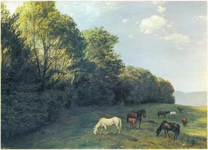 Landscape with Grazing Horses by Hans Thoma